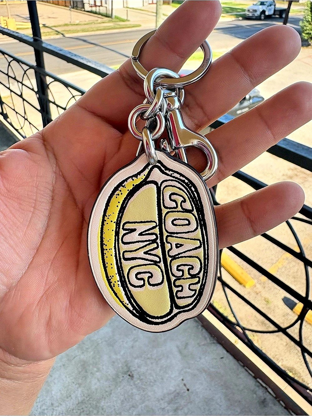 Coach Lemon NYC Bag Charm in Pink & Yellow
